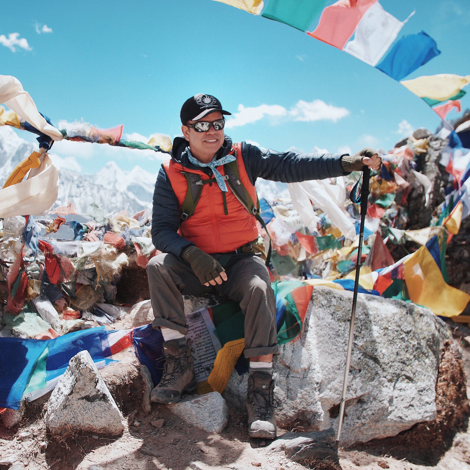 Paul Oakenfold at the entrance to the Climbers Memorial in Chukpa Lare.