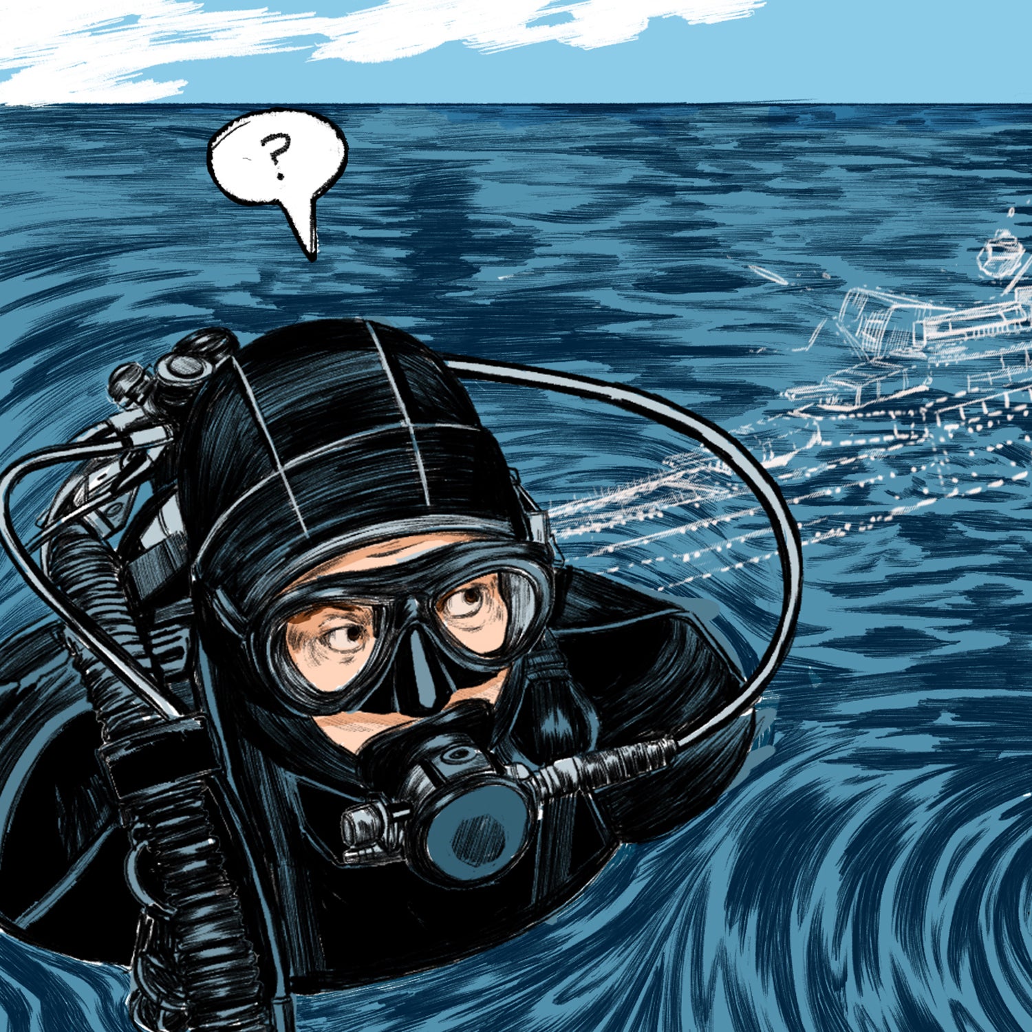 The divers had not drifted. Their anchor had held. And they were in precisely the right place. The ship, on the other hand, was not.