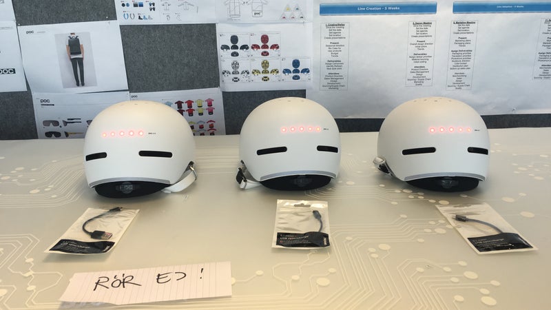 Prototypes of the Corpora commuter helmet.