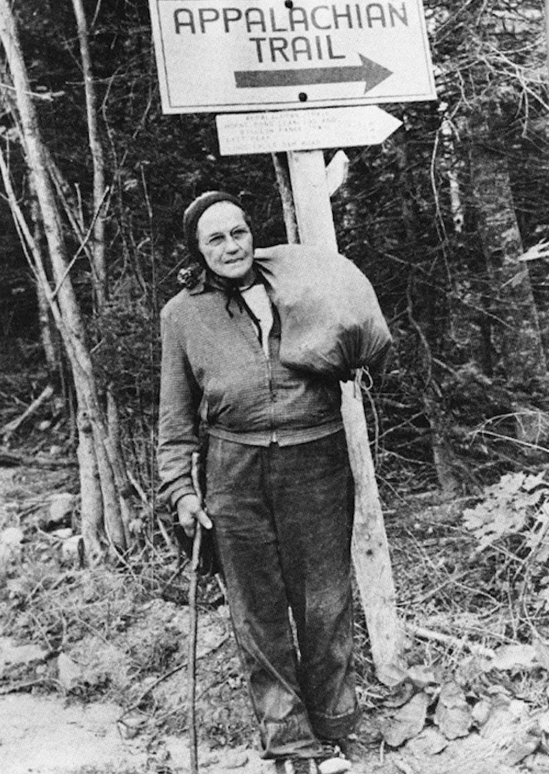 Grandma Gatewood hiking the Appalachian Trail