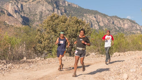 The Tarahumara are fast. When Scott Jurek traveled to Urique for the 2006 Copper Canyon Ultra—as depicted in Born to Run—he lost to Arnulfo Quimare (center). In 2007, Jurek returned and won the race. According to Hermsmeyer, the Tarahumara tend to start the race at a blistering speed. Hermsmeyer was shooting part of the race at mile 15 and says more than a dozen runners, many of them Tarahumara and some of whom were wearing jeans, came through that section under course-record pace. For that reason, international runners are typically cautioned not to try to hang with the locals early on.