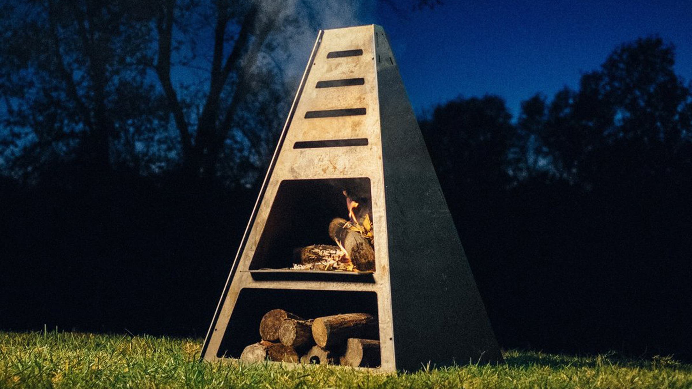 A Fire Pit, Grill, and Smoker, All In One