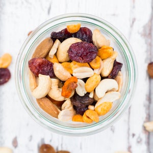 Glass of trail mix