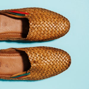Mohinders City Slipper is a modern, comfortable shoe made with braided and tanned water buffalo leather.