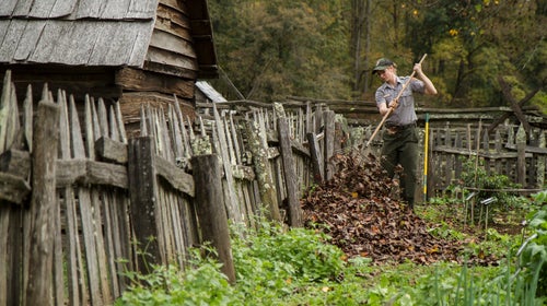 A park ranger attends to maintenance at North Carolina's Great Smoky Mountains National Park.