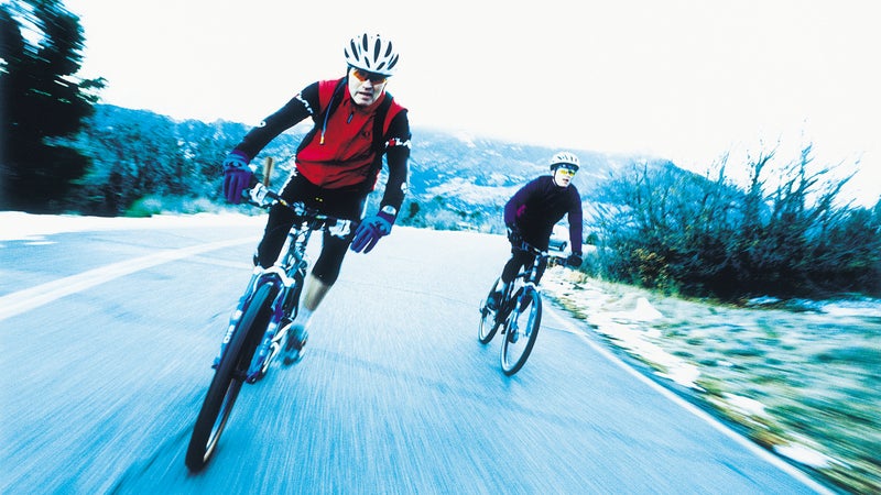Burke (left) out for a spin with the author.