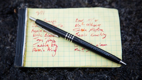 A basic pen and notepad are part of every rescue. If Smith is the incident commander, he鈥檒l write down the names of his team members and assign roles to each one. On a helicopter rescue, he鈥檒l total up the weight of the crew and gear for a quick manifest. He also records patient medical notes and the precise time when the helicopter will run out of fuel.