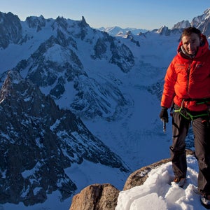 Ueli Steck on the summit of Les Drus in 2012.
