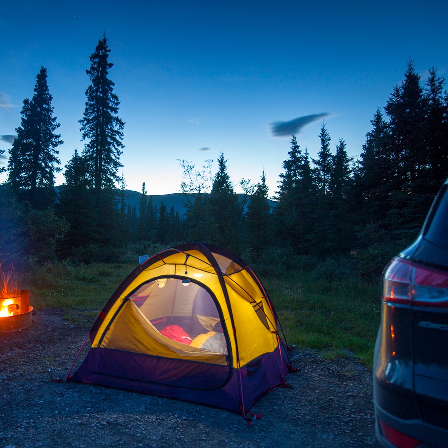 Car Camping in Teklanika Campground in Denali National Park, Alaska