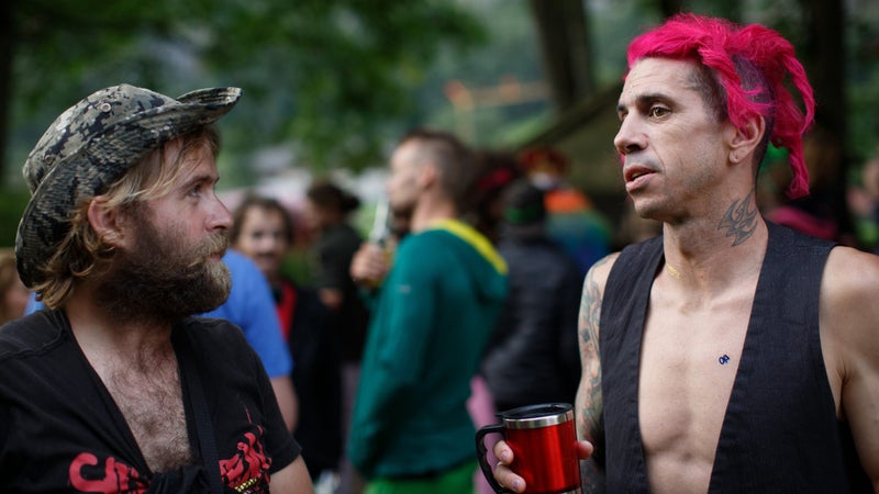 Mitch Doucet (left) and Chris "Douggs" McDougall enjoy a Swiss Day party.