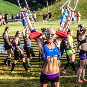 Even though an injury prohibited her from competing, Amelia Boone still got out (on crutches) to cheer on folks at the Spartan Race.