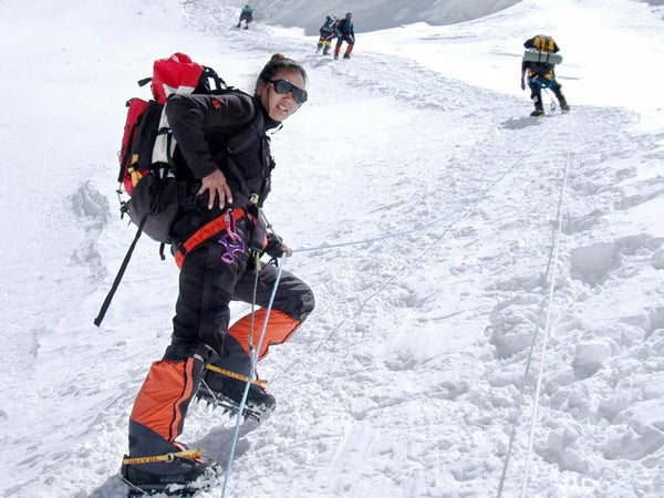 Lhakpa Sherpa makes her way up to Camp I on Everest's north side in 2004.