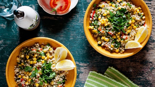 A summer bulgur salad with fresh vegetables.