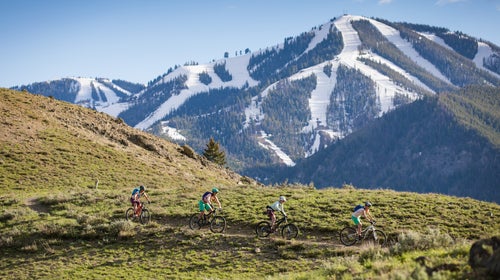 Women testing Wild Rye's mountain-bike apparel in Sun Valley.