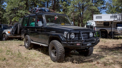 1991 Toyota 70 Series Land Cruiser
We admit it: we have an obsession with vintage Land Cruisers. Toyota built many of them with key off-road features like locking differentials and solid front axles. This right-hand-drive version caught our eye because it’s a rare import from Japan, with a diesel engine that has tons of power for when you’re weighed down with overlanding gear like a rooftop tent or a trailer. It also has better fuel economy than its gas counterparts. If you’re interested, these beauties are becoming slightly easier to get, thanks to businesses like Land Cruisers Direct.