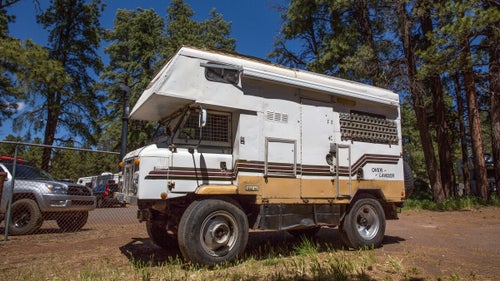 1964 Forward Control Series 2B Land Rover Military Vehicle
This super-rare Land Rover, owned by Jan and Leone Vorster of South Africa, has been on the road nearly full-time since 1998 and has traveled hundreds of thousands of miles. The modifications are many, but some of the highlights include a GMC 6.5-liter V-8 diesel engine, as well as pedals and steering-wheel slots on both sides of the cockpit, so it can be driven in whichever country the couple find themselves exploring.