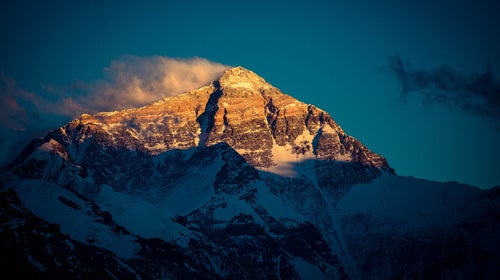 A sunset on Mt. Everest, seen from Base Camp.