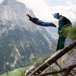 Some call it being insane. Others call it being alive. Here, base jumpers take flight near Lauterbrunnen Valley.