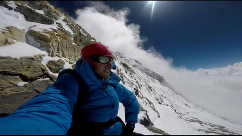Kilian Jornet during an acclimatization climb before setting his speed record.