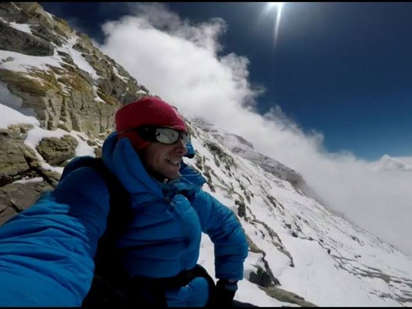 Kilian Jornet during an acclimatization climb before setting his speed record.