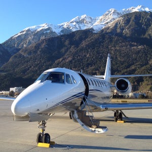A private plane at the Sion Airport, Switzerland.