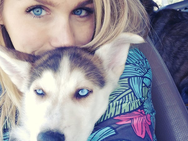 Bowie didn't complain at all on the seven hour ride home. Wiley (in the back seat of the Land Rover)? Not so much.