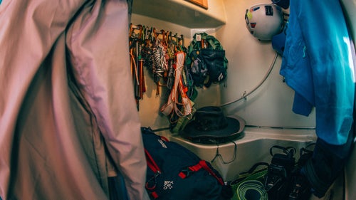 鈥淚 didn鈥檛 want to deal with a septic system, so I changed my 鈥榳et bath鈥 to a 鈥榳et-gear room.鈥 It holds all my climbing gear, mountaineering gear, canyoneering gear, outerwear, tents, backpacks, ice axes, yoga mats, and laundry.鈥