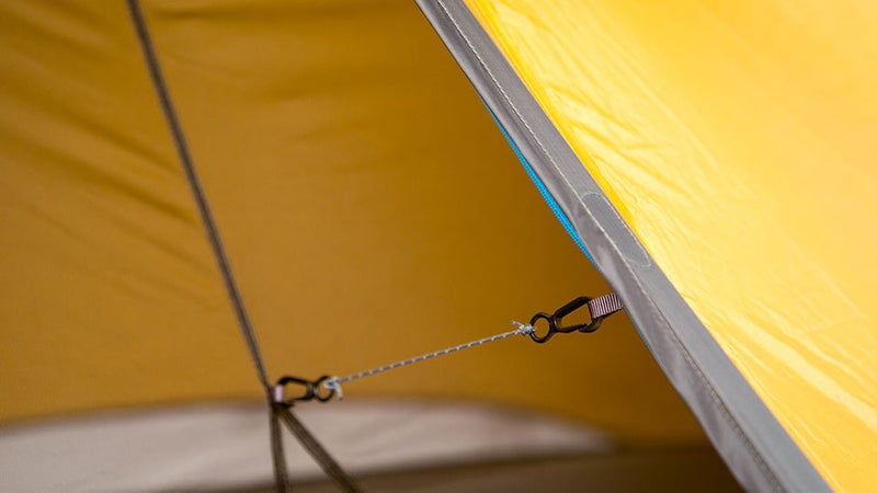 Small clips connect the mesh body to the vestibule, pulling the tent walls near-vertical. Small details like this abound, and add up to a uniquely livable design.