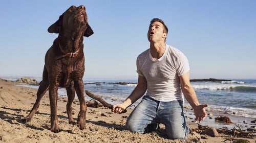 Scott Speedman and his dog Mars in Malibu.