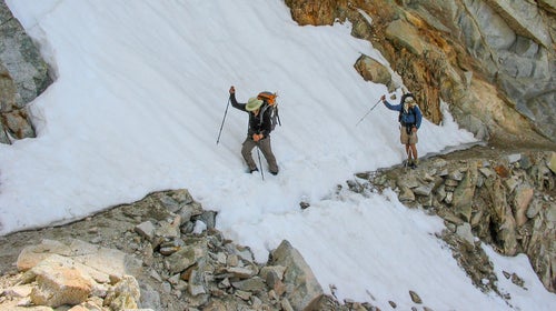 Crossing a snow patch below Forester Pass.