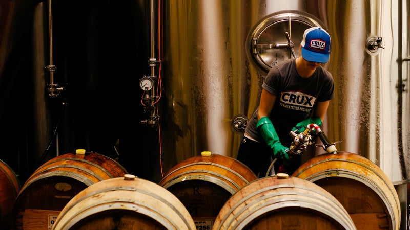 Filling kegs at Crux Fermentation Project in Bend, Oregon.