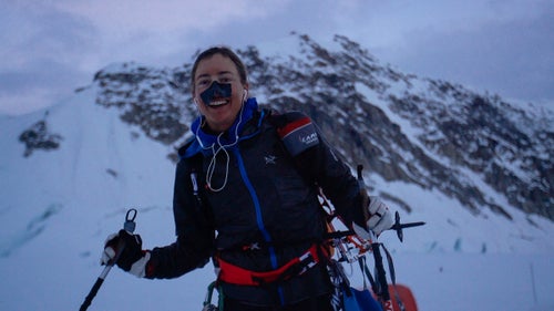 On June 14 at 3 a.m., Katie Bono crawled into basecamp on Alaska’s Mount Denali, frostbitten and exhausted. Bono, 29, had left the same camp, located at 7,200 feet, at 6 a.m. the previous morning, summited the 20,310-foot peak (North America’s highest) in minus 40 degree temperatures at 8:46 p.m., then headed back down. 
 
Her round-trip time of 21 hours, 6 minutes set the women’s speed record on the mountain, and was the third-fastest time ever recorded on Denali. What makes Bono’s accomplishment even more impressive is that, during the three-and-a-half weeks she spent on the mountain, she ran into a number of setbacks. Denali has been cold and stormy this year, resulting in only about 30 percent of permitted climbers reaching the summit. (Normally 50 percent make it.) Well into an earlier summit push, Bono had to turn around due to bad weather. In addition, she had to help a friend who’d fallen ill get off the mountain, and, during her record-setting attempt, she didn’t have enough food or water. Savannah Cummins, a photographer from Salt Lake City, was there to document the trip.