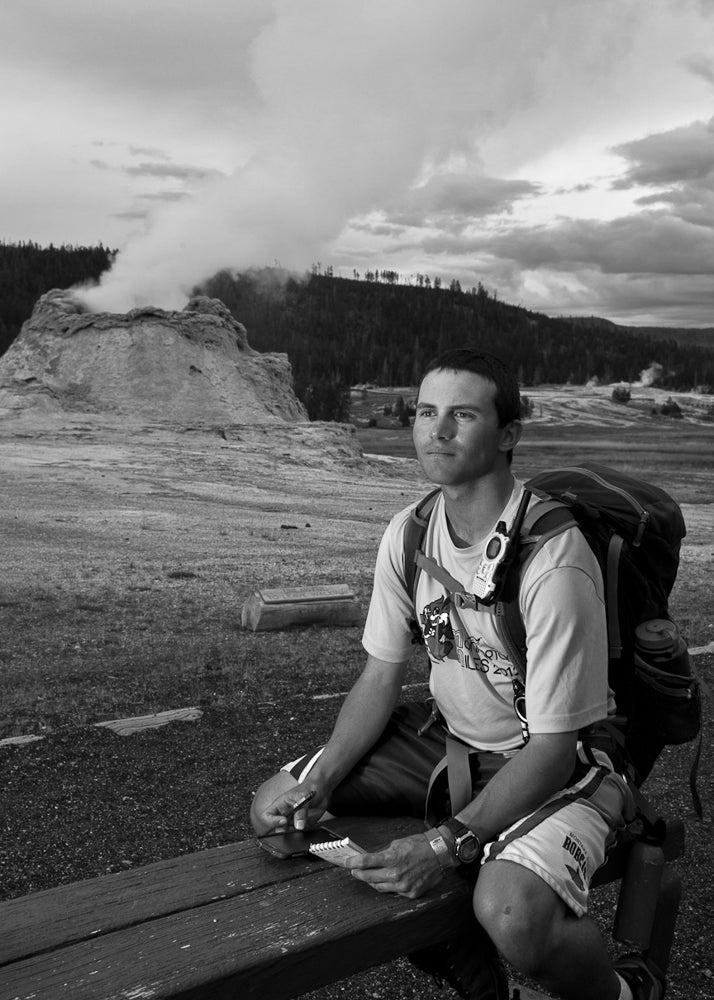 Will waiting for an eruption at Castle Geyser in Yellowstone National Park.