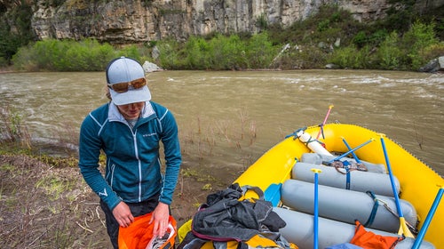 Voormi's Drift jacket is made in Pagosa Springs, Colorado and happens to be a perfect mid-layer for skiing or morning camp coffee brewing.