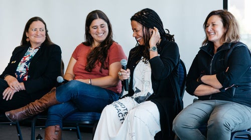From left: Kelly Martin, Alyssa Ravasio, Carolyn Finney, and Rose Marcario speak at the Women's Outdoor Summit for Empowerment.