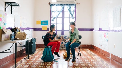 Ana Lucía Lagunes Gasca, 31, runs the Women's House for The Fray Matías Center for Human Rights in Tapachula, Mexico. She organizes workshops to teach migrants about their basic legal rights.
