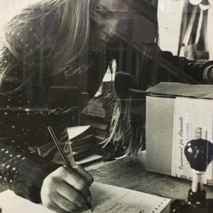 Kris McDivitt attending to a Patagonia writing order.