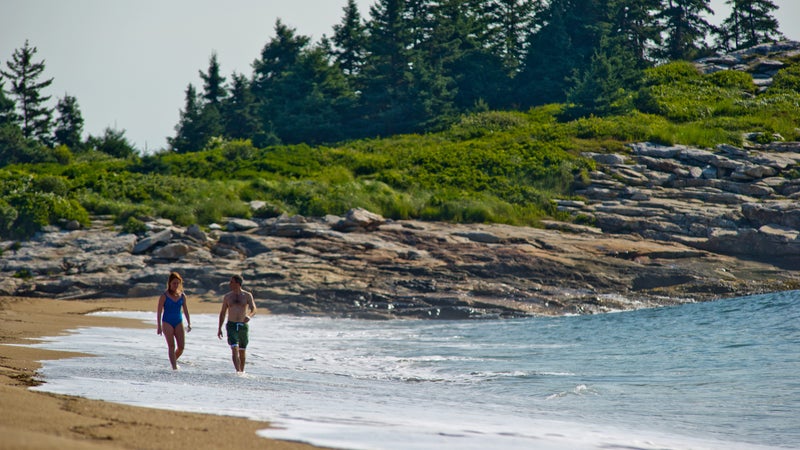 Walking along Maine's Reid Beach.