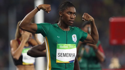South Africa's Caster Semenya celebrates victory in the women's 800-meter final at the Rio Olympics Games in Brazil.