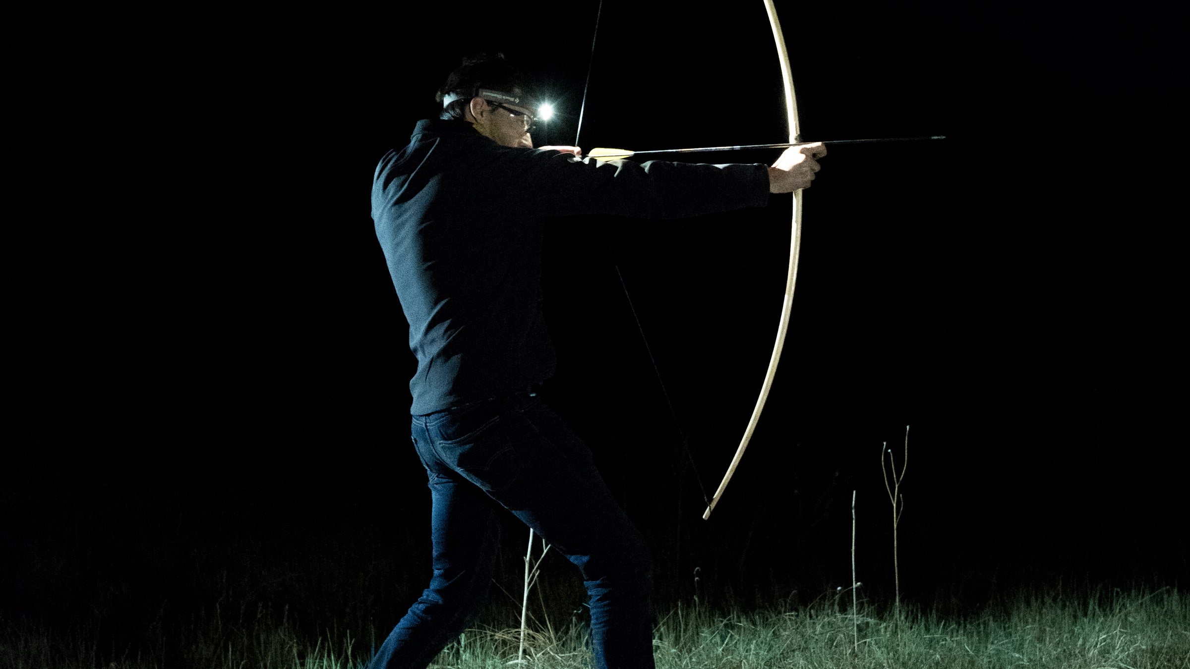 The author tries his luck with a bow.