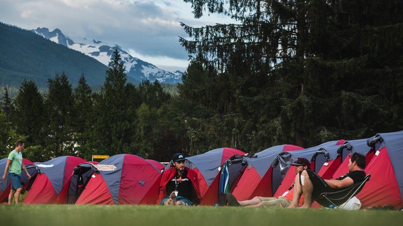 Camping with competitors on day seven in Whistler.