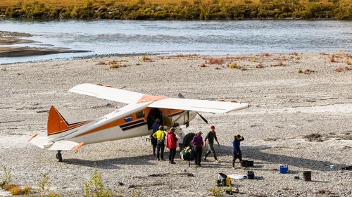 Rafters exiting Alaska’s Gates of the Arctic National Park by bush plane.