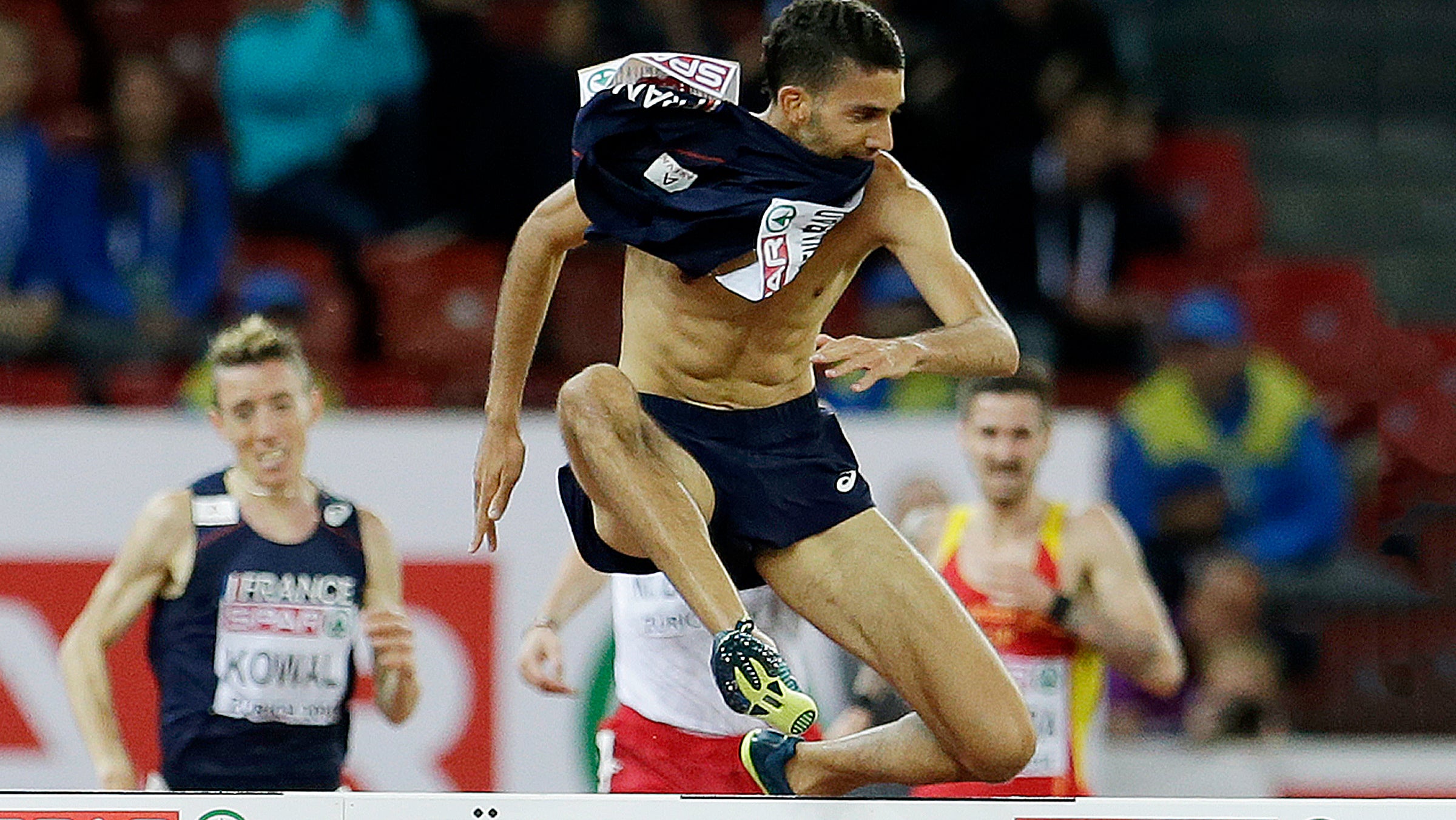 French steeplechaser Mahiedine Mekhissi-Benabbad is infamous for many things, including his premature shirtless celebration.