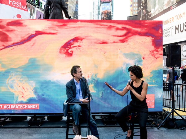 Johnson speaking at the World Science Festival on the impacts of climate change on poor and minority communities.
