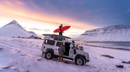 Unloading the truck during filming of  Under the Arctic Sky.