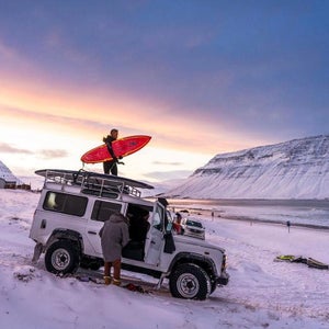 Unloading the truck during filming of  Under the Arctic Sky.