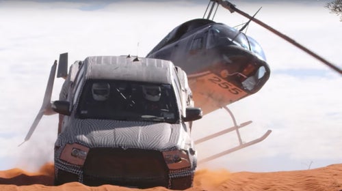 The Ranger Raptor lands a jump. Getting air (and more importantly landing without damaging the vehicle) is a Raptor trademark.