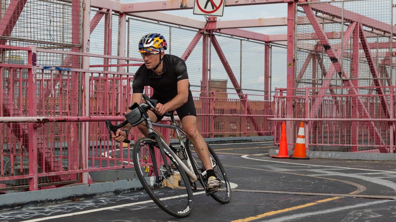 Austin Horse "Everesting" the Williamsburg Bridge.