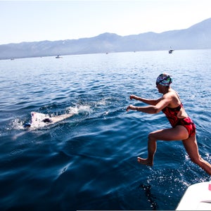 Swimmers race during the Trans Tahoe Relay.