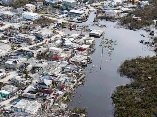 Flooded areas to local villages on Providenciales, Turks and Caicos islands, in the aftermath of hurricane Irma.